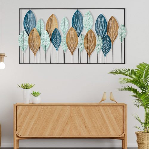 Elegáns dekoratív fém falkiegészítő, 115 x 3 x 60 cm | 100% fém (0,8 mm) | Kézzel festett, egyedi design, tökéletes a lakberendezés és a művészet szerelmeseinek