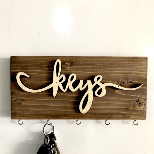 Tömör fa kulcstartó, 40 x 14 x 3 cm | Tartós és stílusos kivitel | Tökéletes kulcsok rendezéséhez a bejáratban, folyosón vagy otthoni irodában