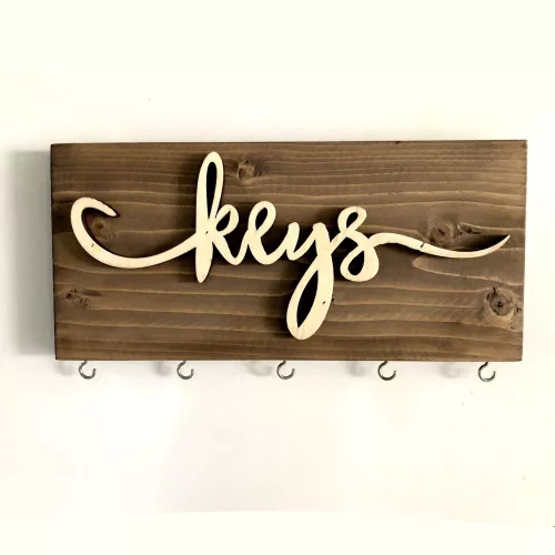 Tömör fa kulcstartó, 40 x 14 x 3 cm | Tartós és stílusos kivitel | Tökéletes kulcsok rendezéséhez a bejáratban, folyosón vagy otthoni irodában