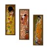 Elegáns Gustav Klimt dekoratív keretes MDF festmények (3 db), 19 x 70 cm | 100% MDF és fenyőfa keret | UV-nyomtatott művészet modern lakberendezéshez
