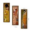 Elegáns Gustav Klimt dekoratív keretes MDF festmények (3 db), 19 x 70 cm | 100% MDF és fenyőfa keret | UV-nyomtatott művészet modern lakberendezéshez
