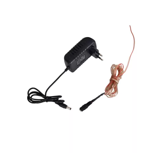 Elegáns piros dekoratív LED világítás, 50 x 25 cm | Fekete MDF talp (2,7mm), 60 LED/m, 12V 1A adapter, 375cm vezeték | Beépített falakasztó rendszer