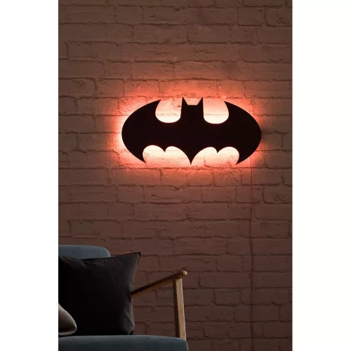 Elegáns piros dekoratív LED világítás, 50 x 25 cm | Fekete MDF talp (2,7mm), 60 LED/m, 12V 1A adapter, 375cm vezeték | Beépített falakasztó rendszer