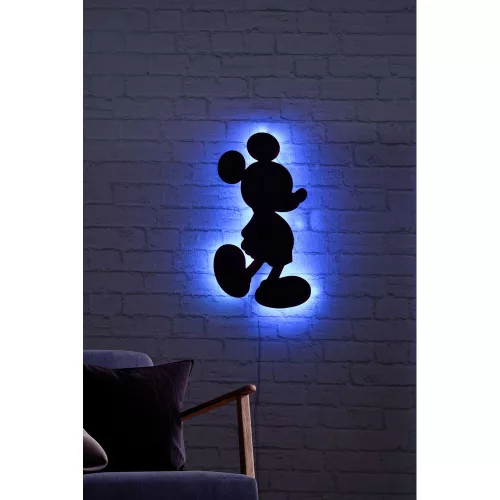 Dekoratív LED világítás fekete MDF alappal, 32 x 50 cm | 60 LED/m, 300 Lumen, 3000K | 50 000 órás élettartam, beépített falakasztó, elegáns kék dizájn
