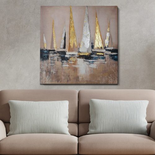 Kézzel festett dekoratív olajfestmény 100% vászonra, 70 x 70 cm, 100% fa kerettel (3 cm vastag) | Tökéletes a lakberendezés és a művészet szerelmeseinek