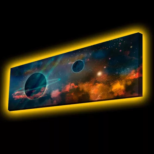 Dekoratív LED-es világítóvászon festmény, 30 x 90 cm, 100% poliészter vászon, fa keret (3,5-4 cm), elemes be-/kikapcsolóval, tökéletes otthoni dekorációhoz