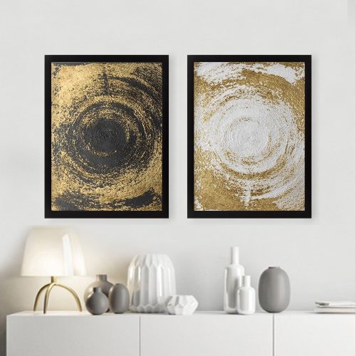Elegáns dekoratív keretes festmények (2 db), 34 x 44 cm | 100% MDF, 2 cm Vastag | Stílusos falfestmény otthoni és irodai dekorációhoz, névtelen művész