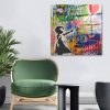 Elegáns dekoratív edzett üvegfestmény, 50 x 50 cm | 100% edzett üveg, 4 mm vastag | Tökéletes modern lakberendezéshez és művészeti megjelenítéshez