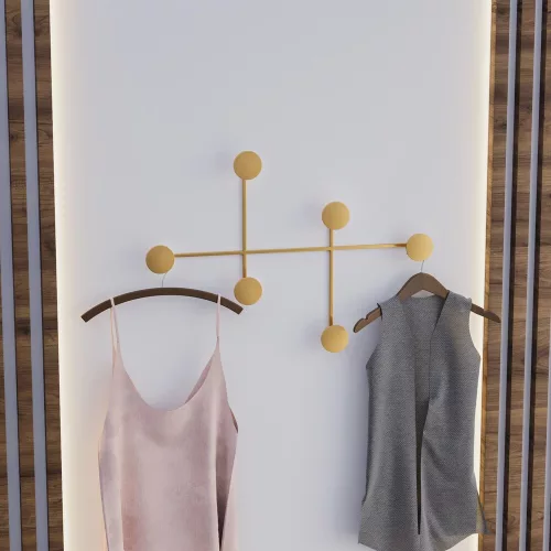 Tartós arany fém fali kampó, 82 x 60 x 10 cm | 100% fém, 10 mm vastagság | 10 kg-ig tart | Stílusos és funkcionális lakberendezéshez