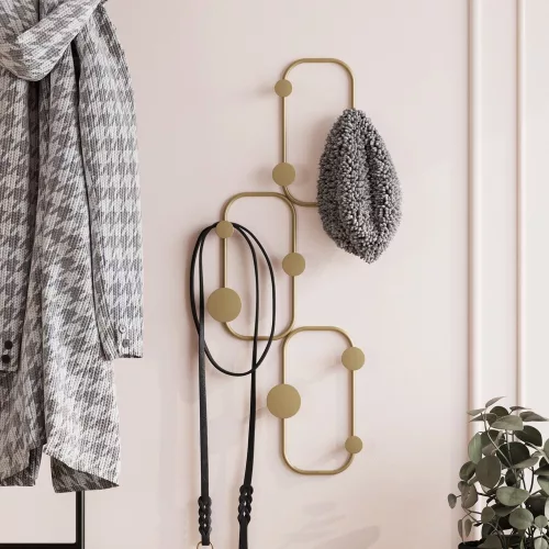 Elegáns arany fém fali kampó, 28 x 5 cm, magasság 70 cm | Tartós Ø9 mm Test, Max 10 kg Terhelhetőség | Tökéletes otthoni és irodai dekorációhoz
