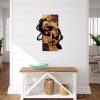 Elegáns dekoratív fa falkiegészítő, dió és fekete, 43 x 58 x 3 cm | 50% fa (3 cm) és 50% fém (1,5 cm) | Egyedi dizájn a stílusos lakberendezéshez