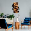 Elegáns dekoratív fa falkiegészítő, dió és fekete, 43 x 58 x 3 cm | 50% fa (3 cm) és 50% fém (1,5 cm) | Egyedi dizájn a stílusos lakberendezéshez