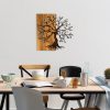Kézzel festett dekoratív fa falkiegészítő, 58 x 58 cm | 100% fa (3 cm) és fém (1,5 mm) | Egyedi dió-barna kivitel, tökéletes otthoni dekorációhoz