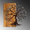 Kézzel festett dekoratív fa falkiegészítő, 58 x 58 cm | 100% fa (3 cm) és fém (1,5 mm) | Egyedi dió-barna kivitel, tökéletes otthoni dekorációhoz