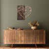Elegáns dekoratív fa falkiegészítő, 58 x 58 cm, dió és réz | 50% fa (3 cm) és 50% fém (1,5 mm) | Falra szerelhető, egyedi kialakítás