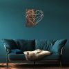 Elegáns dekoratív fa falkiegészítő, 58 x 58 cm, dió és réz | 50% fa (3 cm) és 50% fém (1,5 mm) | Falra szerelhető, egyedi kialakítás