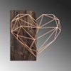 Elegáns dekoratív fa falkiegészítő, 58 x 58 cm, dió és réz | 50% fa (3 cm) és 50% fém (1,5 mm) | Falra szerelhető, egyedi kialakítás