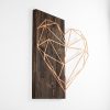 Elegáns dekoratív fa falkiegészítő, 58 x 58 cm, dió és réz | 50% fa (3 cm) és 50% fém (1,5 mm) | Falra szerelhető, egyedi kialakítás