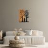 Elegáns dekoratív fa falkiegészítő, 45 x 58 cm | 50% fa (3 cm vastag) és 50% fém | Egyedi dió és fekete kivitel, tökéletes a modern dekorációhoz