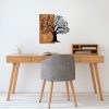 Elegáns dekoratív fa falkiegészítő, 58 x 60 cm, 100% fa és fém, dió és fekete | Egyedi design, tökéletes otthoni dekorációhoz | 3,66 kg