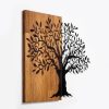Elegáns dekoratív fa falkiegészítő, 58 x 60 cm, 100% fa és fém, dió és fekete | Egyedi design, tökéletes otthoni dekorációhoz | 3,66 kg