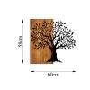 Elegáns dekoratív fa falkiegészítő, 58 x 60 cm, 100% fa és fém, dió és fekete | Egyedi design, tökéletes otthoni dekorációhoz | 3,66 kg