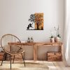 Elegáns dekoratív fa falkiegészítő, 58 x 59 cm | 50% fa (3 cm vastag) és 50% fém | Egyedi dió és fekete kivitel, tökéletes a modern dekorációhoz