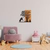 Elegáns dekoratív fa falkiegészítő, 58 x 59 cm | 50% fa (3 cm vastag) és 50% fém | Egyedi dió és fekete kivitel, tökéletes a modern dekorációhoz