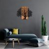 Elegáns dekoratív fa falkiegészítő, dió és fekete, 58 x 75 cm | 50% fa (3 cm) és fém (1,5 mm) | Egyedi textúra és színváltozatok