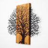 Elegáns dekoratív fa falkiegészítő, dió és fekete, 58 x 75 cm | 50% fa (3 cm) és fém (1,5 mm) | Egyedi textúra és színváltozatok