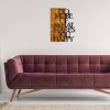 Elegáns dekoratív fa falkiegészítő, 42 x 58 cm | 50% fa (3 cm vastag) és 50% fém | Dió és fekete kivitel, egyedi textúra-variációk