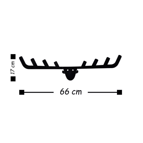 Tartós fém fali kampó, fekete, 66 x 17 cm | 100% fém, 1,5 mm vastagság | Könnyen falra szerelhető, ideális otthoni és irodai helyiségek rendezéséhez