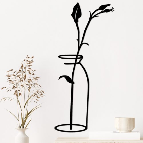 Stílusos fekete dekoratív fém falkiegészítő, 33 x 0,15 x 71 cm | 100% fém, 1,5 mm vastag | Egyszerű falra szerelés a modern lakberendezéshez