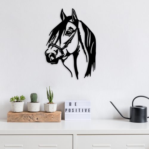 Stílusos fekete dekoratív fém faltartozék, 40 x 55 cm | 100% fém, 1,5 mm vastagság | Egyszerű falra szerelhető, tökéletes a modern dekorációhoz