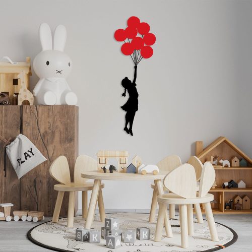 Stílusos dekoratív fém faltartozék, 100 x 34 cm, 100% fém (1,5 mm) | Fekete-Vörös | Egyszerű falra szerelés | Modern dekorációhoz tökéletes
