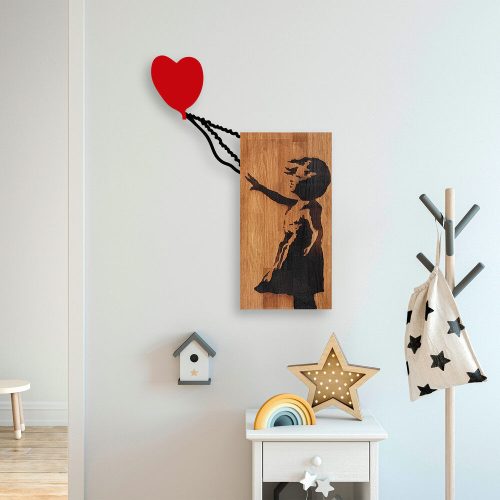 Elegáns dekoratív fa falkiegészítő, 83 x 60 cm, 100% fa és fém, dió és fekete | Egyedi dizájn, könnyen rögzíthető falra, természetes változatok
