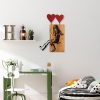 Elegáns dekoratív fa falkiegészítő, 50 x 80 cm, 100% valódi fa (3 cm vastag) és fém, dió és fekete | Egyedi színváltozatok a stílusos lakberendezéshez
