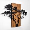 Elegáns dekoratív fa falkiegészítő, 90 x 58 cm | 100% valódi fa (3 cm vastag) és fém | Egyedi dió-fekete dizájn, tökéletes otthoni dekorációhoz