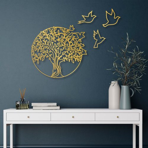 Elegáns arany dekoratív fém fali kiegészítő, 61 x 56 cm | 100% fém (1,5 mm vastag) | Egyszerű falra szerelhető kialakítás a stílusos lakberendezéshez