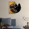 Elegáns dekoratív fa falióra, 56 x 3 x 58 cm | 100% fa és fém, csendes mechanizmus | Egyedi dió-fekete kivitel, bármilyen helyiségbe tökéletes