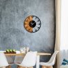 Elegáns dekoratív fa falióra, 56 x 3 x 56 cm | 100% fa és fém, csendes mechanizmus | Egyedi dió-fekete kivitel, bármilyen helyiségbe tökéletes