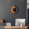 Elegáns dekoratív fa falióra, 56 x 3 x 56 cm | 100% fa és fém, csendes mechanizmus | Egyedi dió-fekete kivitel, bármilyen helyiségbe tökéletes