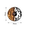 Elegáns dekoratív fa falióra, 56 x 3 x 56 cm | 100% fa és fém, csendes mechanizmus | Egyedi dió-fekete kivitel, bármilyen helyiségbe tökéletes