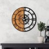 Elegáns dekoratív fa falióra, 56 x 3 x 56 cm | 100% fa és fém, csendes mechanizmus | Egyedi dió-fekete kivitel, bármilyen helyiségbe tökéletes