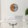 Elegáns dekoratív fa falióra, 56 x 3 x 56 cm | 100% fa és fém, csendes mechanizmus | Egyedi dió-fekete kivitel, bármilyen helyiségbe tökéletes