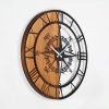Elegáns dekoratív fa falióra, 56 x 3 x 56 cm | 100% fa és fém, csendes mechanizmus | Egyedi dió-fekete kivitel, bármilyen helyiségbe tökéletes