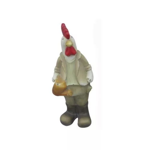 Álló csirke öntözővel kerámia figura, 29,5 cm