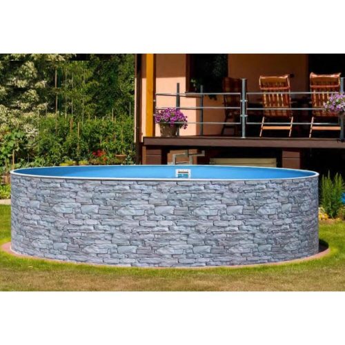 Azuro Stone 4,0 m átmérőjű 1,2 m mély medence Lagoon kék fóliával,szkimmer kiképzéssel 3EXB0301