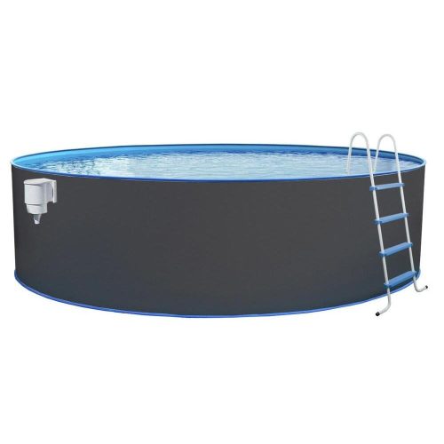 Fémvázas medence szett NUOVO, O 350 x 120 cm, szürke acélfal 0,4 mm, fólia 0,4 mm, szkimmer, létra