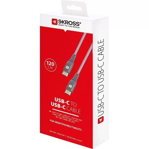 SKROSS Steel Line USB kábel, töltő, szinkron, (USB-C - USB-C) 1,2m
